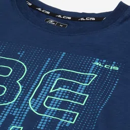 Alcis Men Navy Blue Typography Printed T-shirt image 2