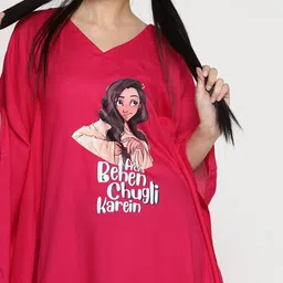 LetsDressUp Graphic Printed V-Neck Asymmetric Kaftan Dress image 3