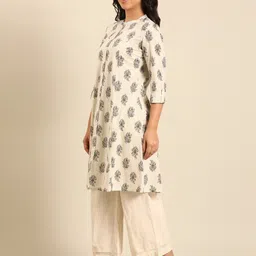 IMARA Floral Printed Pure Cotton Straight Kurta image 2