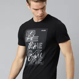 Alcis Men Black Typography Printed Slim Fit T-shirt image 3