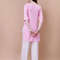 SAZRIKA Floral Embroidered Chikankari Straight Kurti image 3