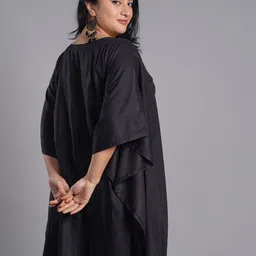 LetsDressUp Floral Printed Boat Neck Flared Sleeves Kaftan Kurti image 4