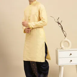 here&now x sanwara Sanwara Men Embroidered Art Silk Dhoti Pants image 4