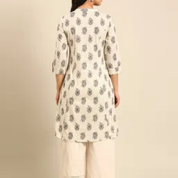 IMARA Floral Printed Pure Cotton Straight Kurta image 3