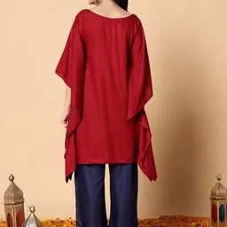 LetsDressUp Printed Boat Neck Flared Sleeves Pleated Kaftan Kurti image 2