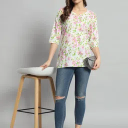 Mialo fashion Floral Printed Pure Cotton Straight Kurti image 3