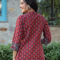 Rain & Rainbow Ethnic Motifs Printed Pure Cotton A-Line Kurti image 5