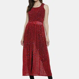 Enchanted Drapes Animal Printed Georgette Empire Kurta image 5