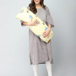 House Of Zelena Floral Printed Cotton Maternity Straight Kurta image 3