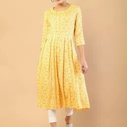 Soch Women Yellow & White Ethnic Motifs Printed Anarkali Kurta image 4