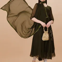 PMD Fashion Women Gotta Patti Georgette Anarkali Kurta With Dupatta image 2