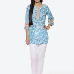 Biba Round Neck Abstract Printed Kurti image 5