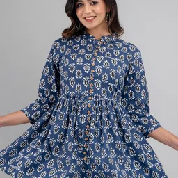 FERANOID A-Line Ethnic Motifs Printed Pure Cotton Kurti image 5