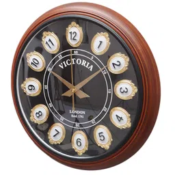 qamar home solutions Brown Teak Wood Vintage Wall Clock (1 Piece) image 4