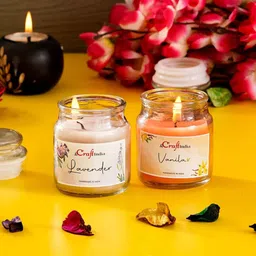 ecraftindia Lavender & Vanilla Purple Wax (Set of 2) Scented Jar Candles image 2