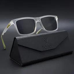 Voyage Unisex Black Lens & White Wayfarer Sunglasses with Polarised and UV Protected Lens image 1