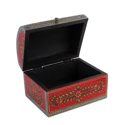 Aapno Rajasthan Red & Blue Embellished Jewellery Wooden Organiser image 5