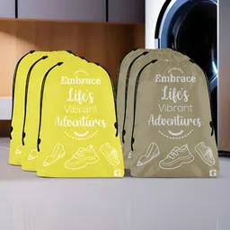 Kuber Industries Yellow & Brown 6 Pieces Printed Shoes Organiser-picture-24