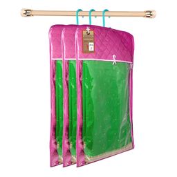 atorakushon Purple Set of 3 Reusable Hanging Clothes Storage Bags Wardrobe Organisers-picture-42