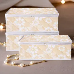 Kuber Industries Beige & White 3 Pieces Printed Water Proof Jewellery Organisers-picture-23