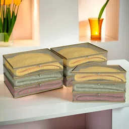 Kuber Industries Gold-Toned & Transparent 9 Pieces Regular Saree Organisers-picture-16