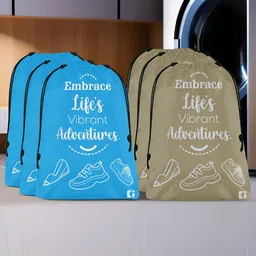 Kuber Industries Brown & Sky Blue  6 Pcs Printed Shoe Organizers-picture-39