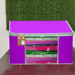 atorakushon Set Of 3 Purple Solid Multi-Utility Organiser-picture-0