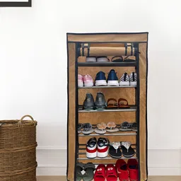 Rmerchants Beige & Black 6-Tier Rectangle Shelf Racks image 2