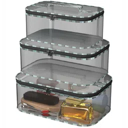 Kuber Industries Grey & Transparent 6 Pieces Water Resistant Makeup Organisers image 4