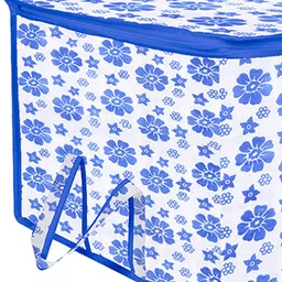 Kuber Industries Blue & White 3 Pieces Printed Large Underbed Storage Bag image 4