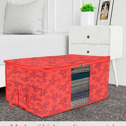 Kuber Industries Red 3 Pieces Printed Underbed Storage Bag Organisers image 3