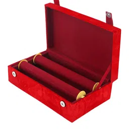 Kuber Industries Red Self-Designed 2 Rod Wooden Bangle Box With 2 Magnetic Buckle Jewellery Organiser image 2