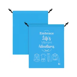 Kuber Industries Brown & Sky Blue 12 Pcs Printed Cloth Storage Bags image 4