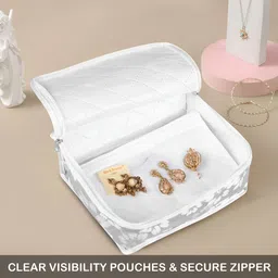 Kuber Industries Grey & White 3 Pieces Printed Water Proof Jewellery Organisers image 2