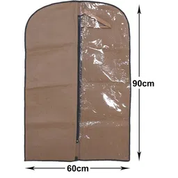 Kuber Industries Coffee-Brown 6-Pcs Self Design Half Transparent Coat Covers image 5