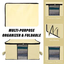 Kuber Industries Cream 3 Pieces Underbed Storage Bag Organisers image 5