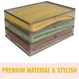 Kuber Industries Gold-Toned & Transparent 9 Pieces Regular Saree Organisers image 2