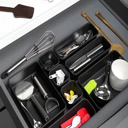 Kuber Industries Black 8 Pieces Reusable Desk Organiser Organisers image 2