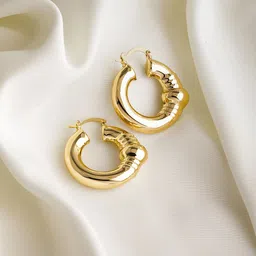 Rubans Voguish 
18k Gold-Plated Oval Stainless Steel Tarnish Free Waterproof Earrings image 1
