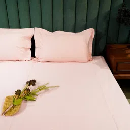 aetherea world Baby Pink 500TC 100% Cotton Solid Bed Sheet Collection by Aethrea World image 2