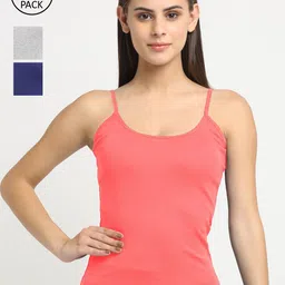 Friskers Women Pack Of 3 Solid 180 GSM Cotton Rib Camisoles-image-73
