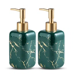 UMAI Green & Gold-Toned 2 piece Abstract Ceramic Soap Dispenser image 2