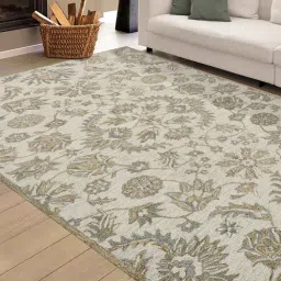 saraswati global Ivory Floral Wool 4X6 Hand-Tufted Carpet-picture-23