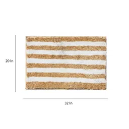 Beige Geometric Microfibre 32x20 Inches Super Soft Bath Mat by ROSEATE image 3