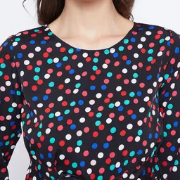 Zastraa Polka Dots Printed Cinched Waist Top image 2