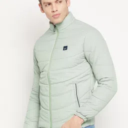 Spirit Men Lime Green Solid Stand Collar Windcheater and Water Resistant Padded Jacket image 3