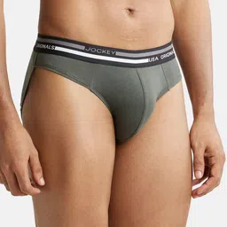 Jockey Men Brand Logo Printed Super Combed Cotton Ultrasoft Waistband Basic Briefs image 2