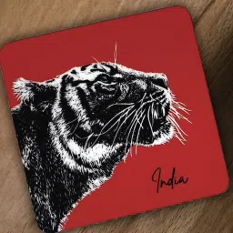 Heaxagonal Brown MDF (Set of 5) Table Coaster with Stand By Maatir image 4