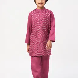 LIL DRAMA Boys Embroidered Thread Work Pure Cotton Kurta with Pyjamas-picture-35