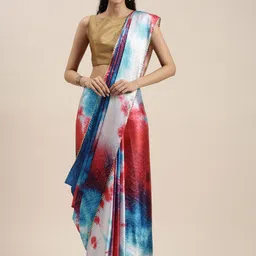 Mitera Blue & Pink Ombre Satin Saree-picture-21